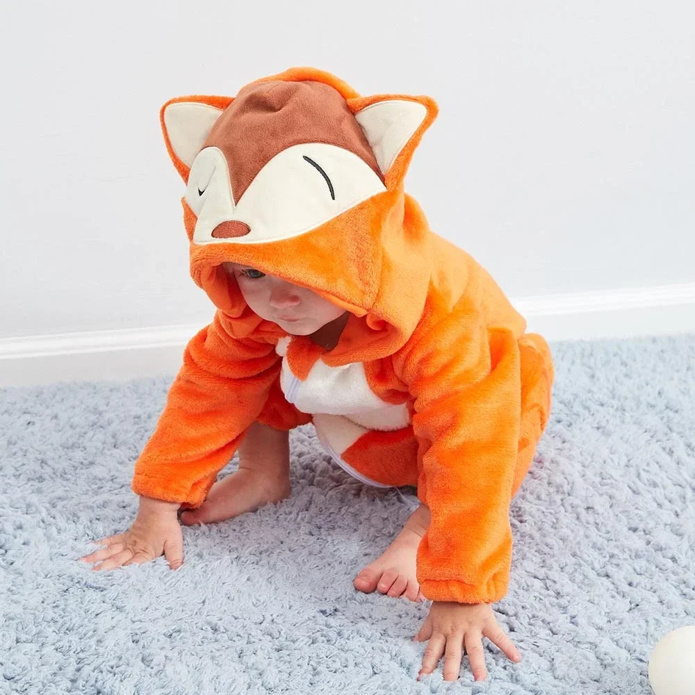 Kids Onesies Baby Rompers Winter Costume Flannel for Girl Boy Toddler Infant Clothes Animals Monkey Tiger Lion Unicorn Ropa Bebe