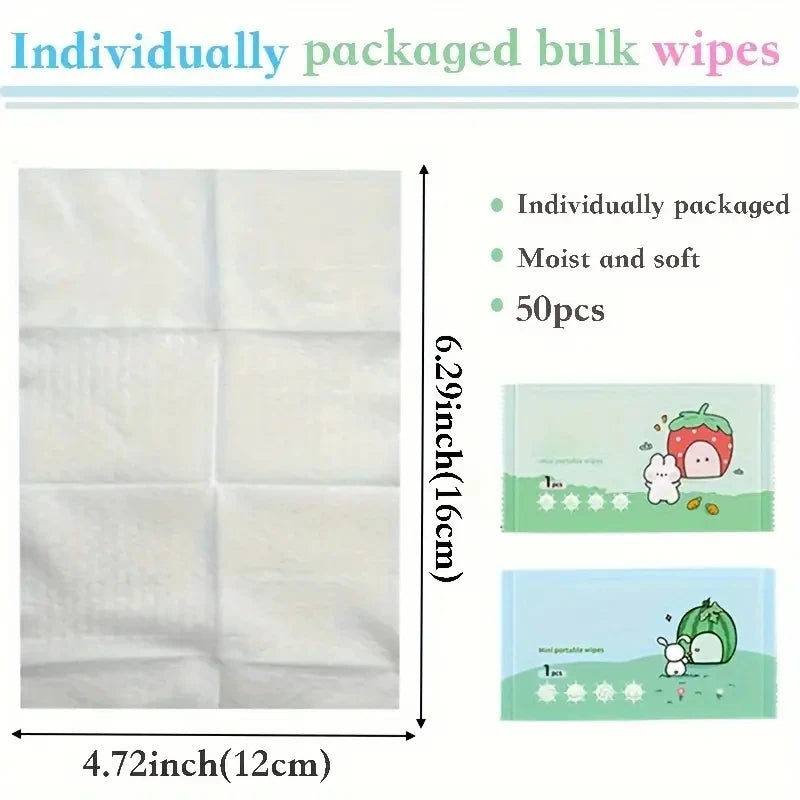 100/200 Portable Travel Wipes - Non-Woven Fabric Material, Easy to Carry Camping and Outdoor Hygiene Essentials, Including Cartoon Pattern Design and Tissue Box, Suitable for Hiking, Picnic, Travel, Fun Packaging, Safety Pack