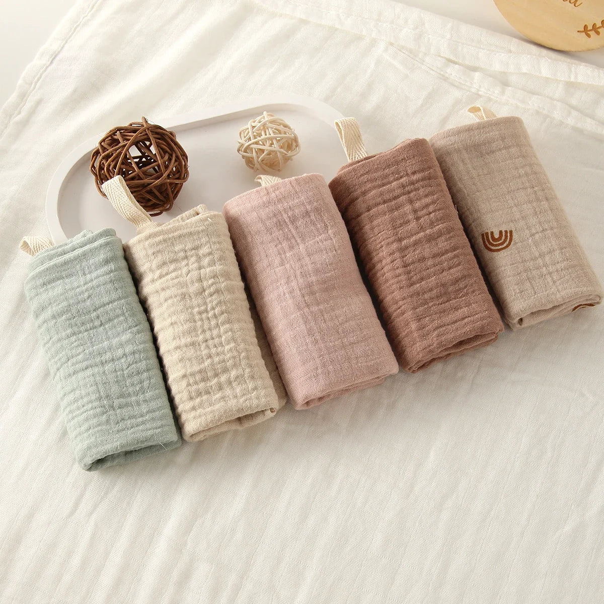 5Pcs Baby Cotton Washcloth Newborn Burp Cloth Square Towels 6-Layer Pure Cotton Soft Absorbent Gauze Cotton Baby Towels