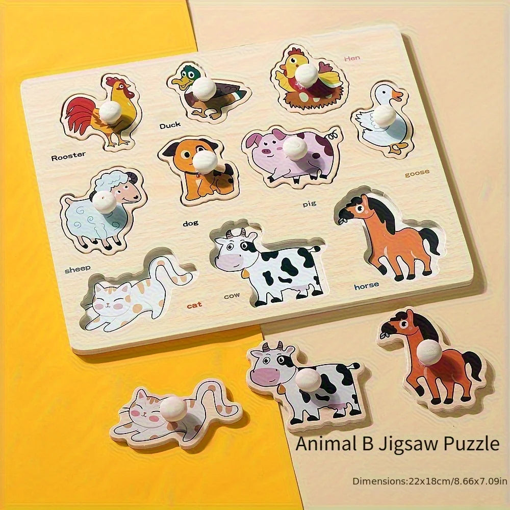 Montessori early education geometry beginner puzzle board, hand-held fixed board puzzle development, puzzle block shape matching