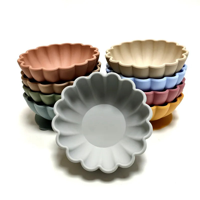 Silicone dinner plate children eating tableware convenient adsorption fruit plate silicone supplement bowl