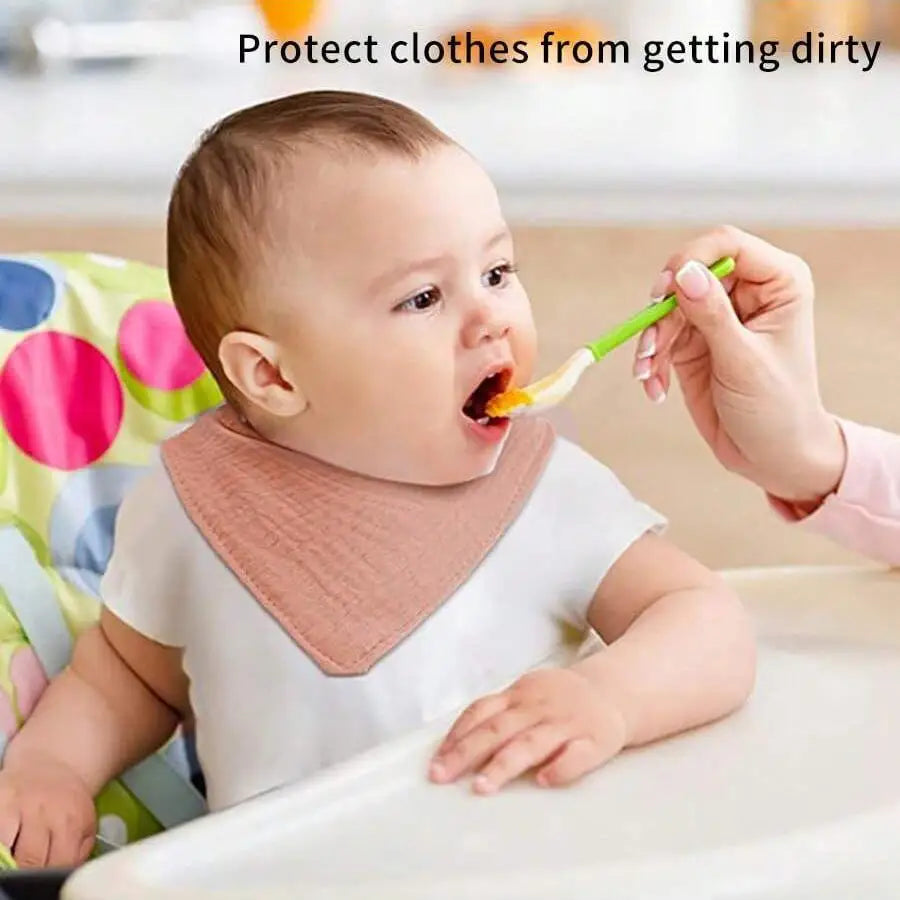 6Pcs Baby Triangle Scarves, Gauze Solid Color Infant Drool Bibs, Soft and Breathable, Baby Feeding Bibs with Hidden Snaps for Newborns, Anti-Spit-Up Bibs, Washable and Colorfast - Reusable, Perfect Baby Shower Gift.