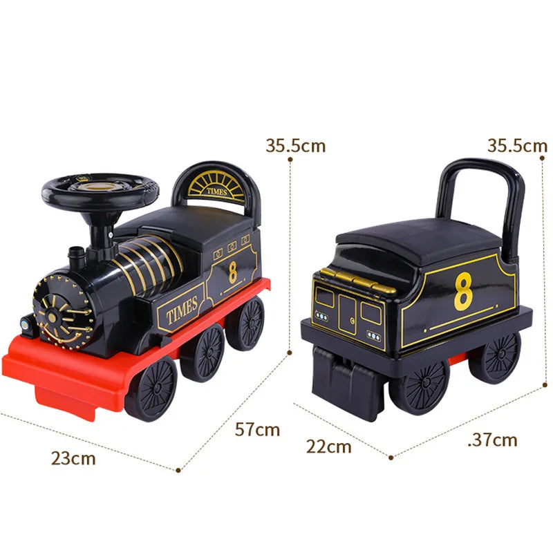 Electric Train Kids Riding Toy Ailway Can Carry Train Rail Car Train Cabin Classical Model Baby Walker Stroller Toys Child Gifts
