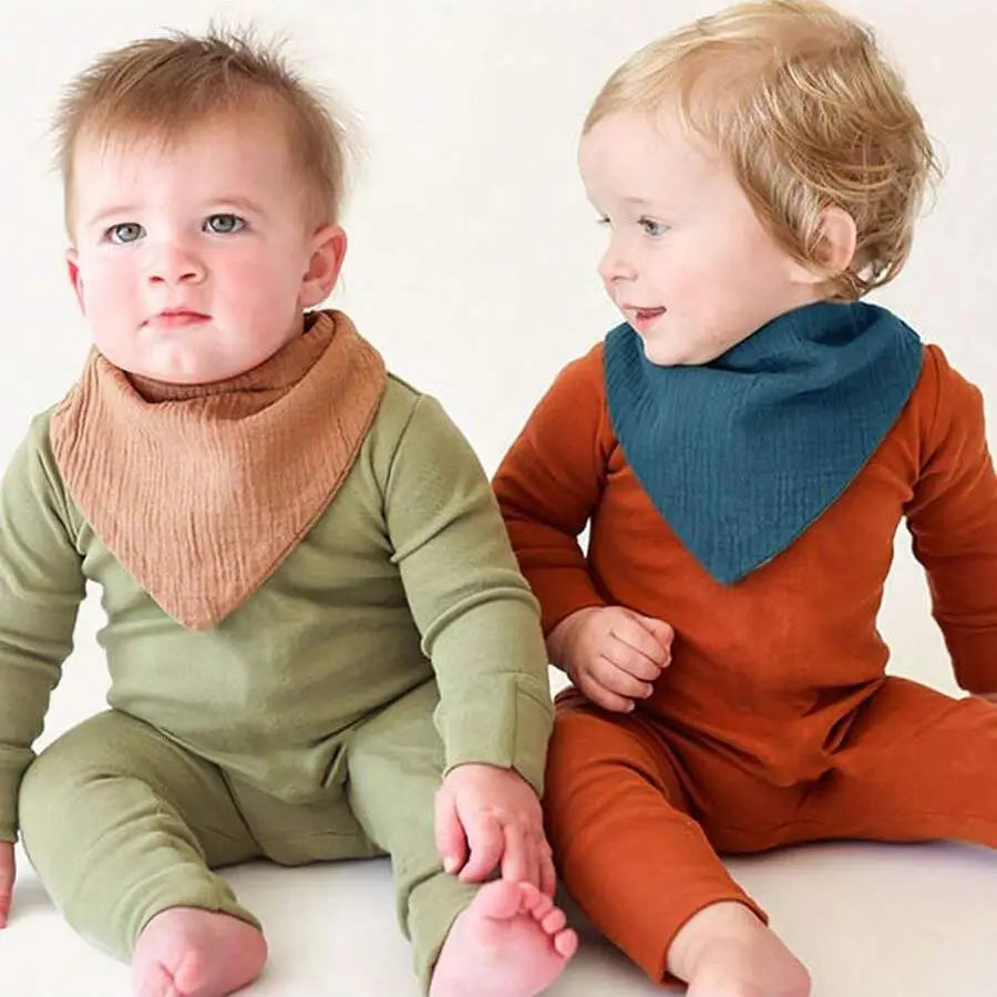6Pcs Baby Triangle Scarves, Gauze Solid Color Infant Drool Bibs, Soft and Breathable, Baby Feeding Bibs with Hidden Snaps for Newborns, Anti-Spit-Up Bibs, Washable and Colorfast - Reusable, Perfect Baby Shower Gift.