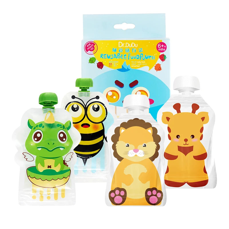 8pcs/pack Reusable Breast Milk Storage Bag Baby Food Box  BPA Free Baby Food Container Pouch Snacks Baby Feeding Squeeze