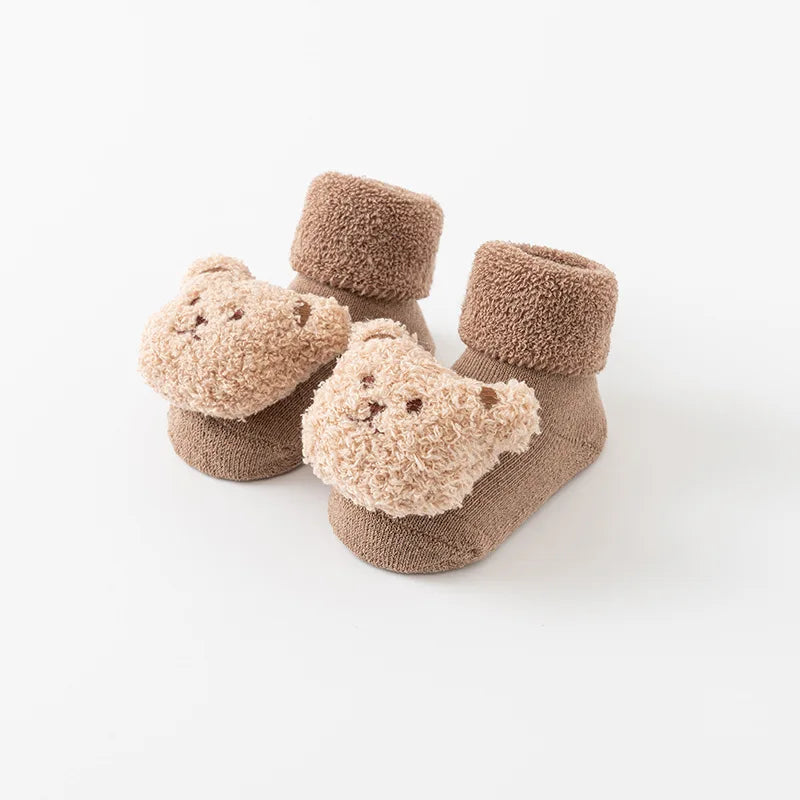 Cute Cartoon Bear Baby Socks Anti‑Slip Winter Cotton