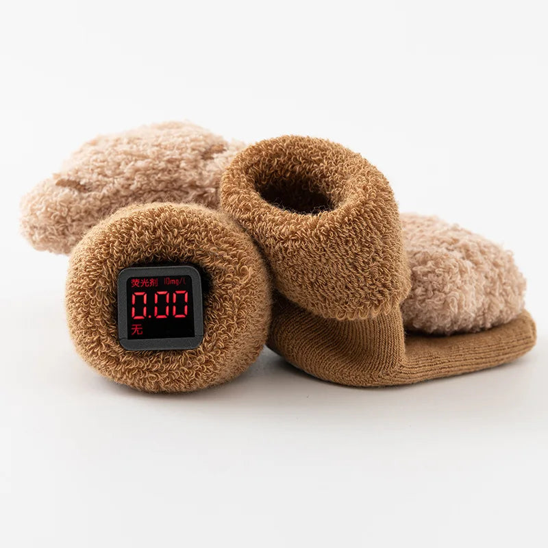Cute Cartoon Bear Baby Socks Anti‑Slip Winter Cotton
