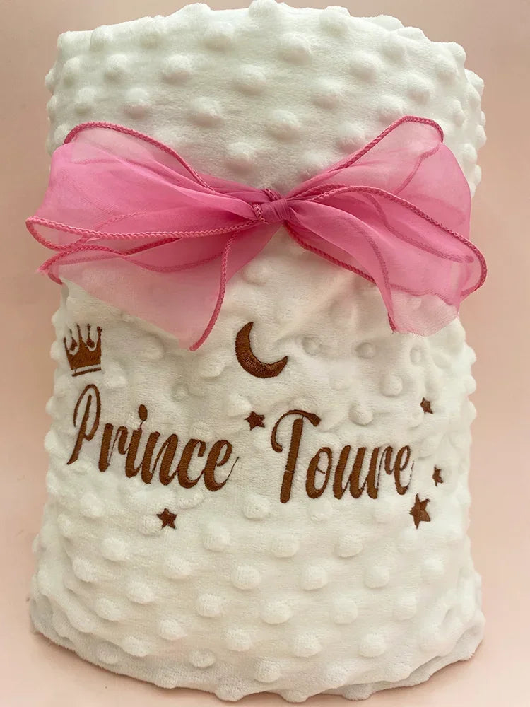 Customized Name Pattern Doudou Blanket Baby Swaddle Stroller Bed Crib Sleeping Cover Newborn Gift Shower Present for Babies