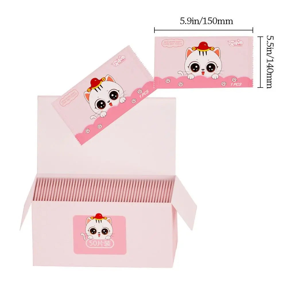 50pcs Baby Wet Wipes Disposable Portable Toilet Wet Wipes Swabs Pads Hand Cleaning Disinfection Safe Outdoor Practicality