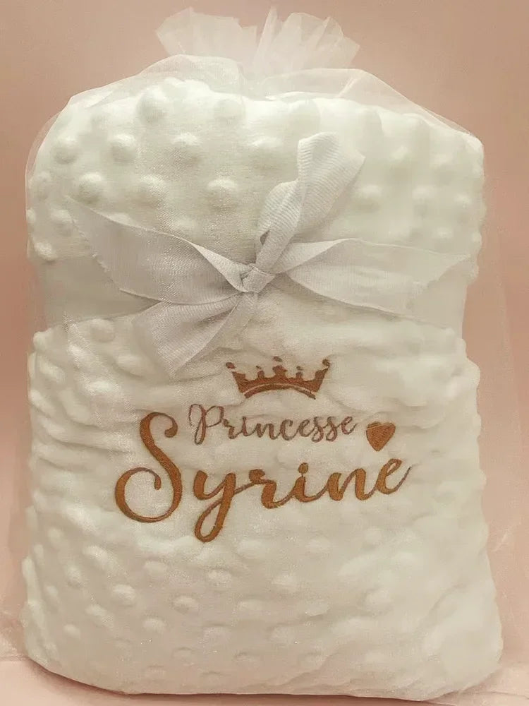 Customized Name Pattern Doudou Blanket Baby Swaddle Stroller Bed Crib Sleeping Cover Newborn Gift Shower Present for Babies