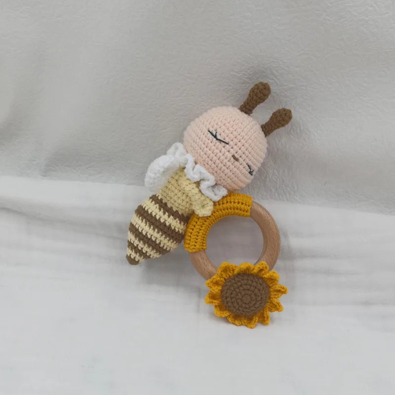Baby Security Blanket Towel Feeding Bib Soft Towel Cotton Burping Cloth Infant Shower Gift Knitted Lovely Animal Rattle Sleep To