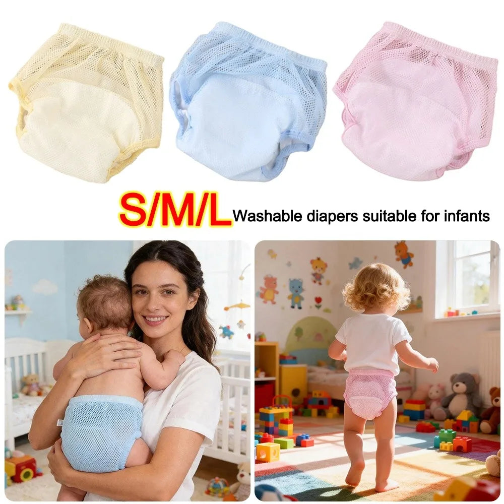 Soft Cotton Baby Training Pants Waterproof Breathable Baby Washable Diaper Absorbent Leakproof Reusable Nappies for Boys Girls