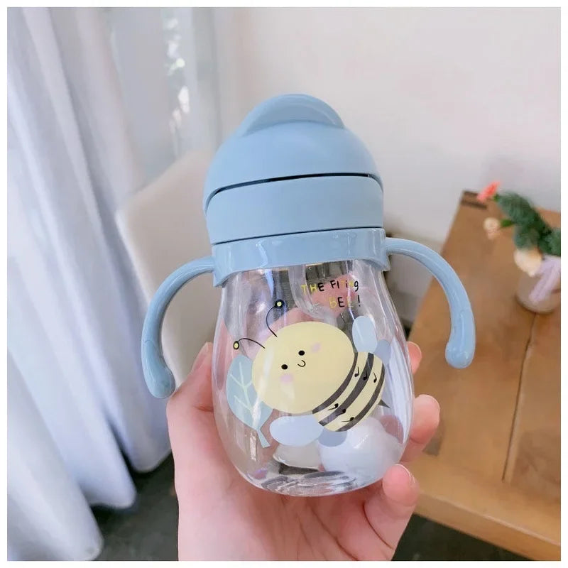 Cute Anti-Choking Duck Sippy Cup 350/250ml Gravity Ball Water Bottle for Kindergarten Children Baby Drinking Straw Cup