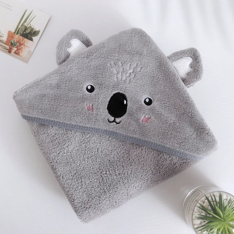 Cute Cartoon Hooded Coral Fleece Baby Towel Newborn Swaddle Hug Quilt Bath Towel for Infants Soft Comfortable New Baby Gift