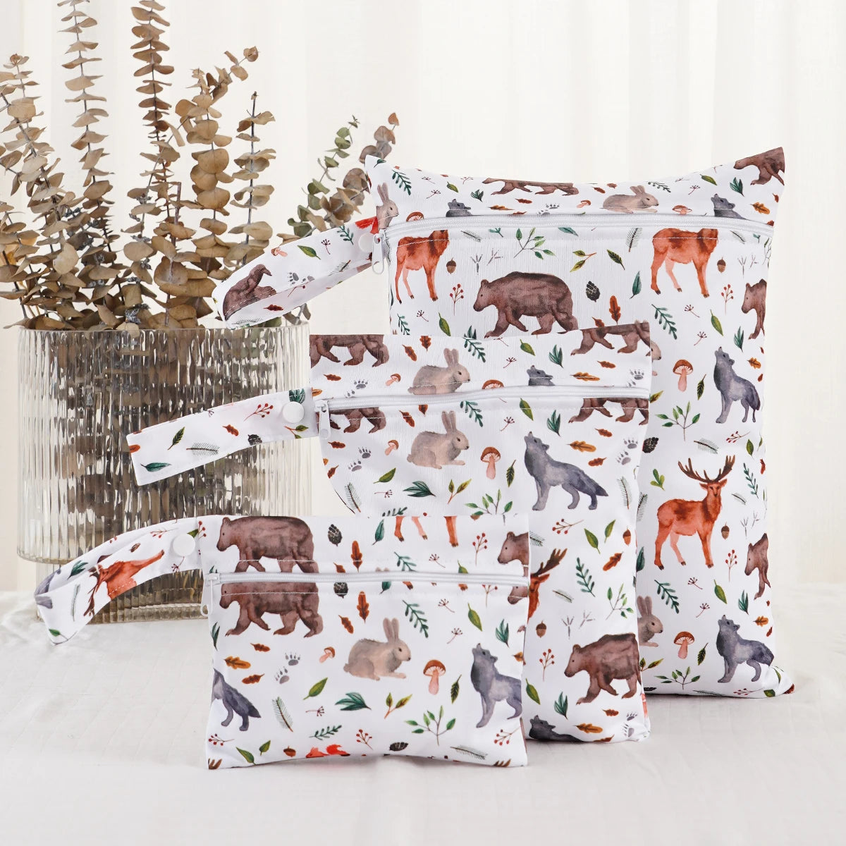 HappyFlute New Print 3Pcs/Set Handle Design Multi-functional Use Washable Bag For Travel Storage Wet Bag For Mum And Baby