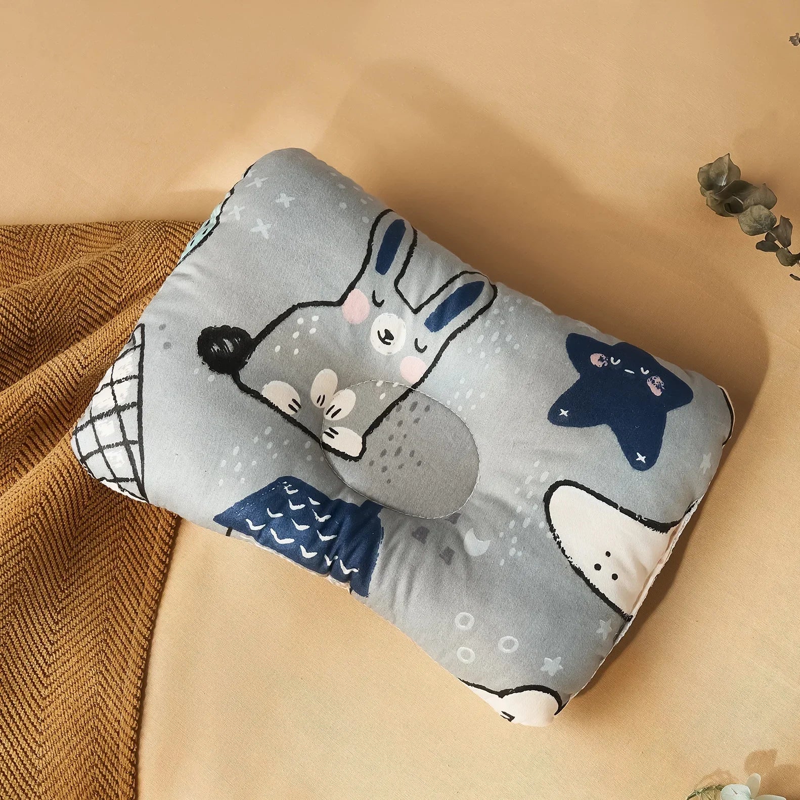 INSULAR Infant Head Pillows Baby Design Breathable Cotton Cushion Pillow