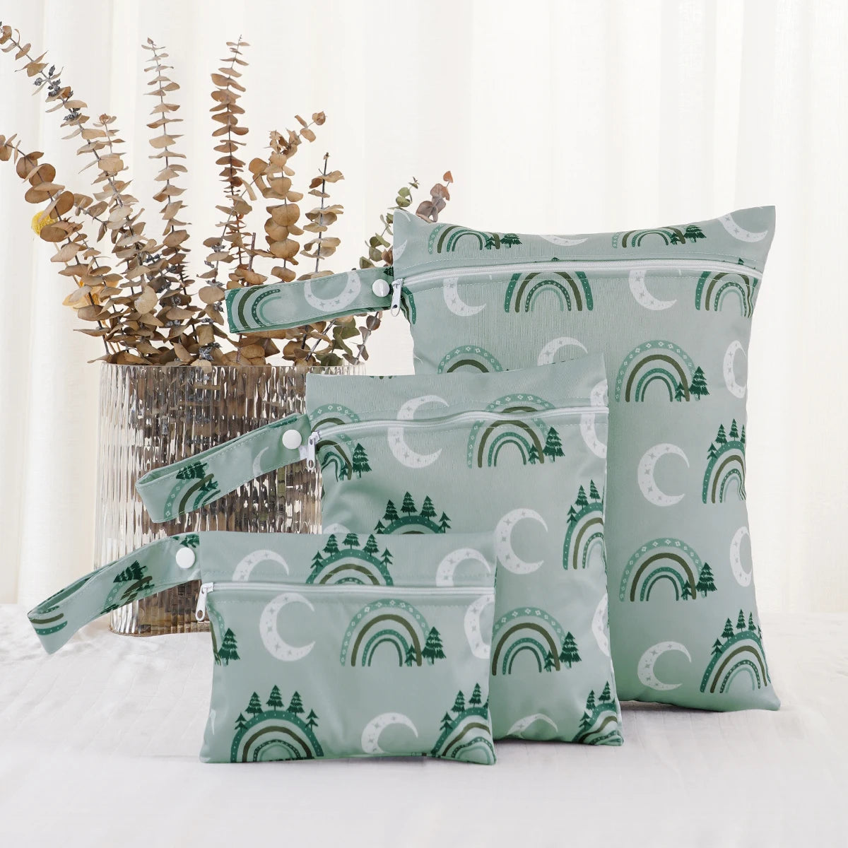 HappyFlute New Print 3Pcs/Set Handle Design Multi-functional Use Washable Bag For Travel Storage Wet Bag For Mum And Baby