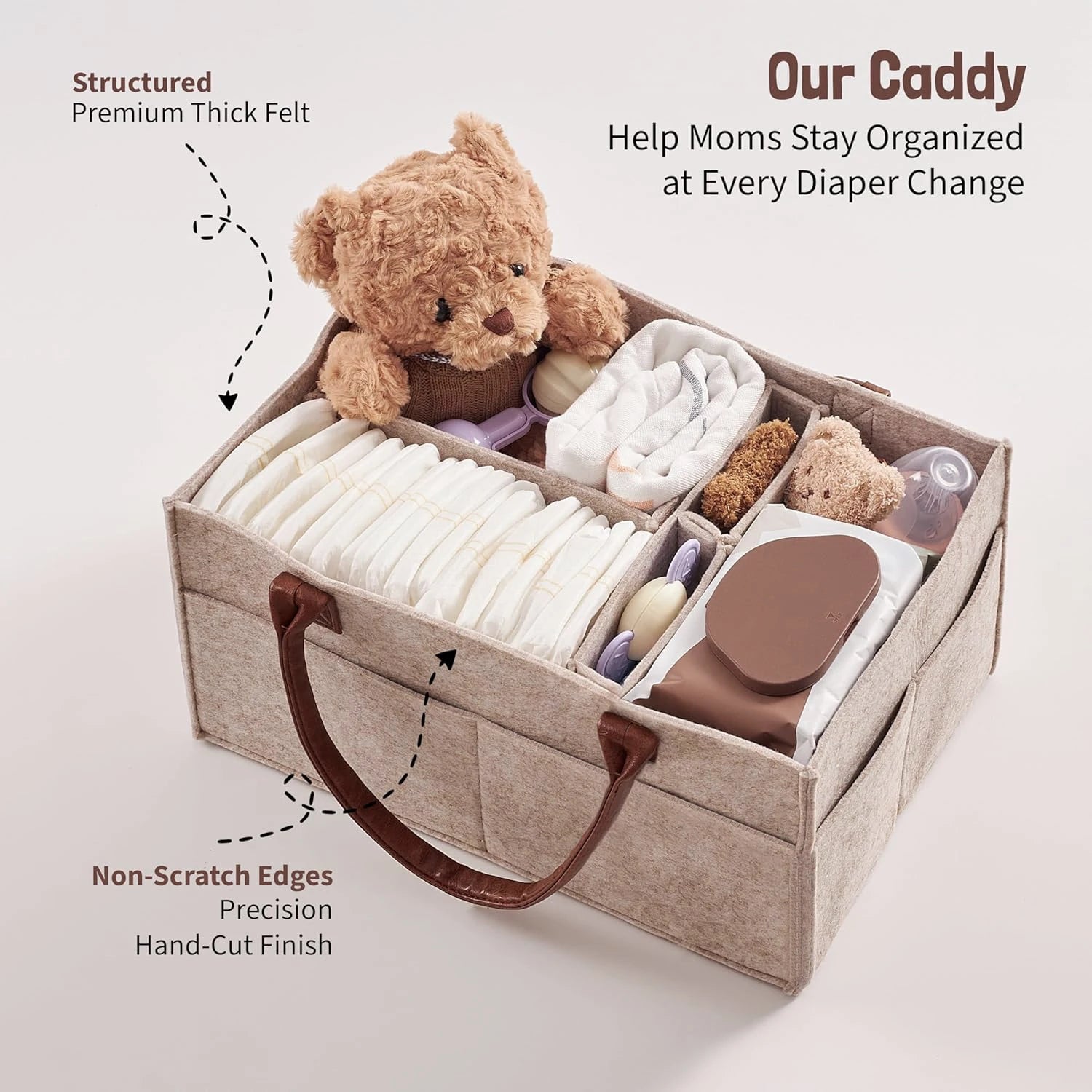 Premium Baby Diaper Caddy Organizer – Portable Nursery Storage Bag with Multiple Compartments