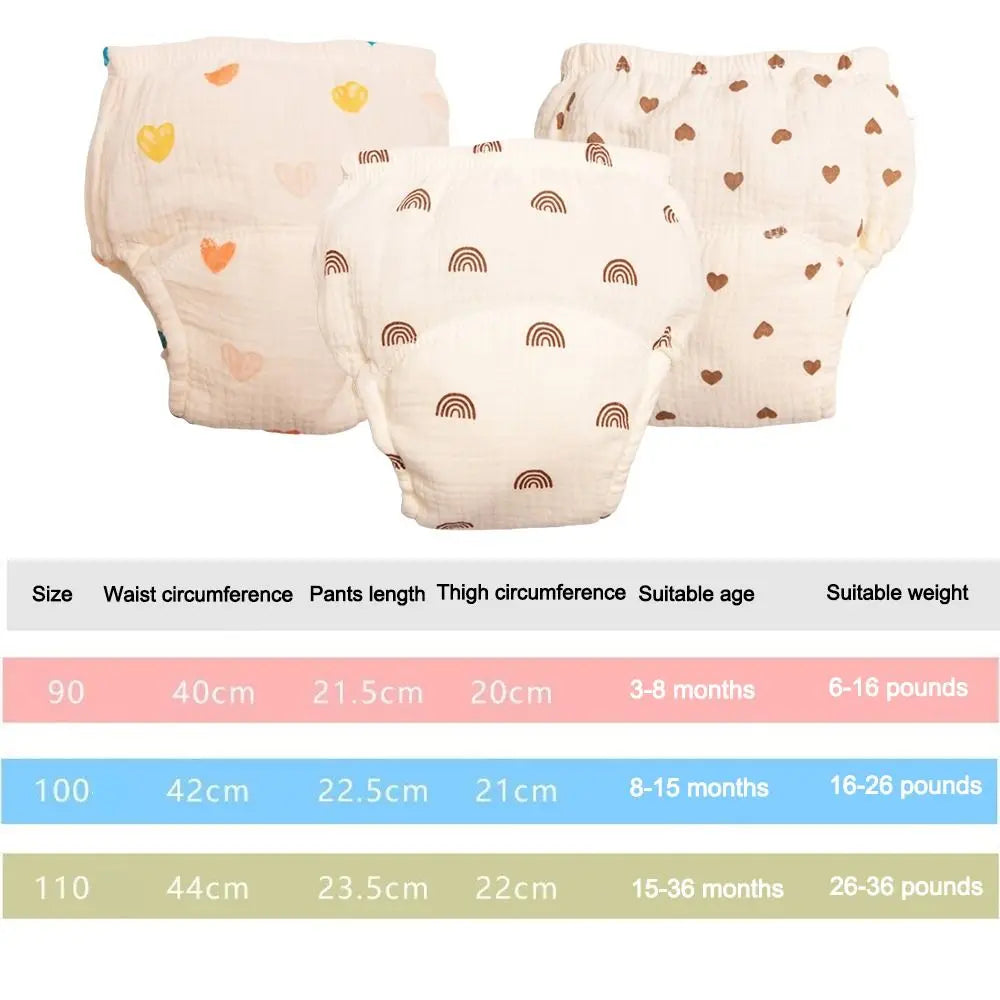 Comfortable Cotton Gauze Baby Training Pants Breathable Leakproof Diaper Pants Absorbent Washable Baby Diapering Toddler Use
