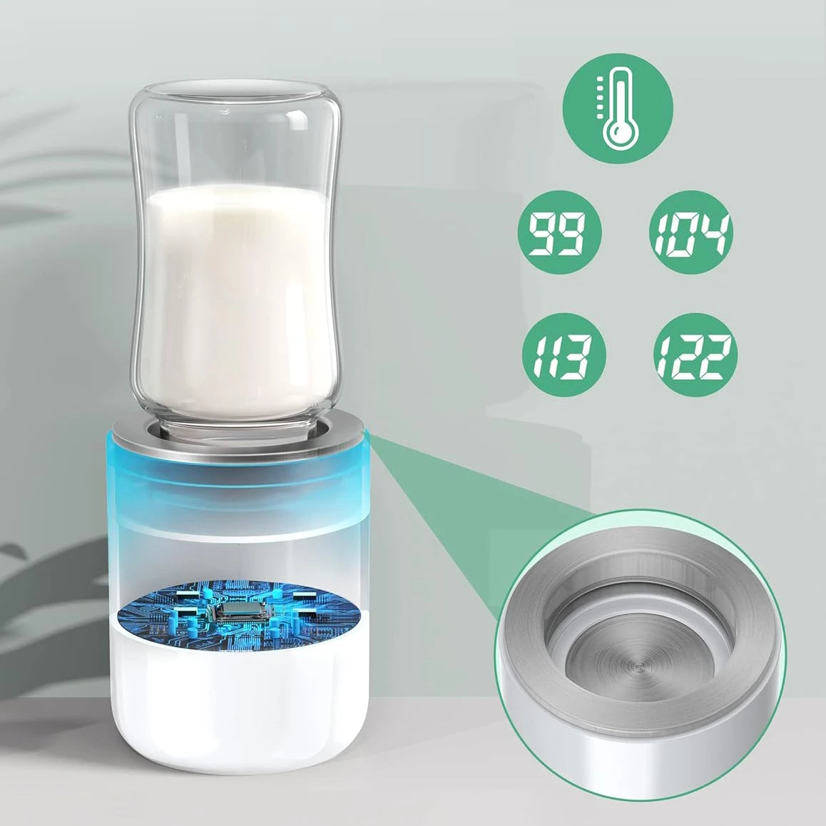 BornBL N1S Portable Baby Bottle Warmer, Fast Heating Travel Milk Warmer, 8800mAh Breastmilk  Warmer On The Go with 3 Adapters