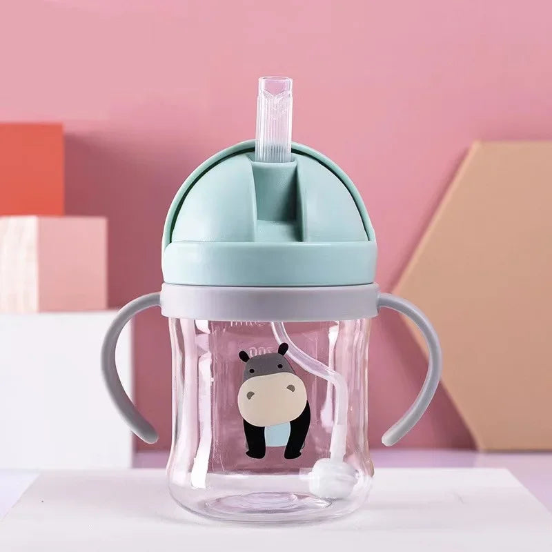 Cute Anti-Choking Duck Sippy Cup 350/250ml Gravity Ball Water Bottle for Kindergarten Children Baby Drinking Straw Cup