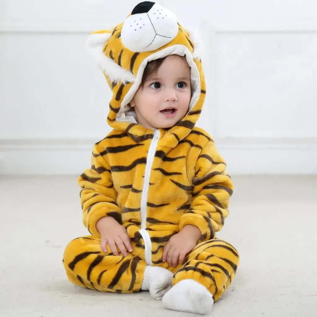 Kids Onesies Baby Rompers Winter Costume Flannel for Girl Boy Toddler Infant Clothes Animals Monkey Tiger Lion Unicorn Ropa Bebe