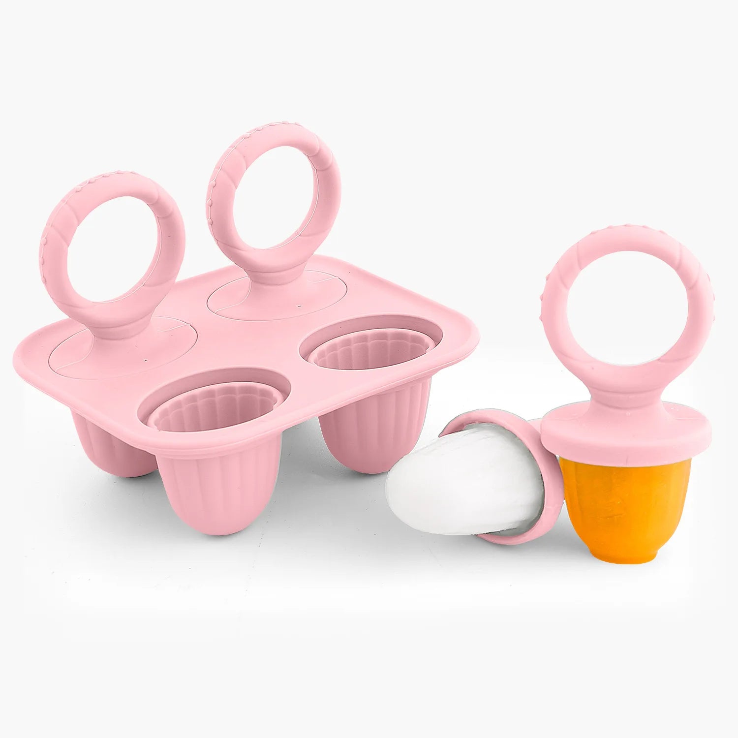 5PCS Baby Fruit and Vegetable Teether Silicone Hand Ring Food Supplement Squeezing Rabbit Shape Bite Feeding Tableware BPA Free