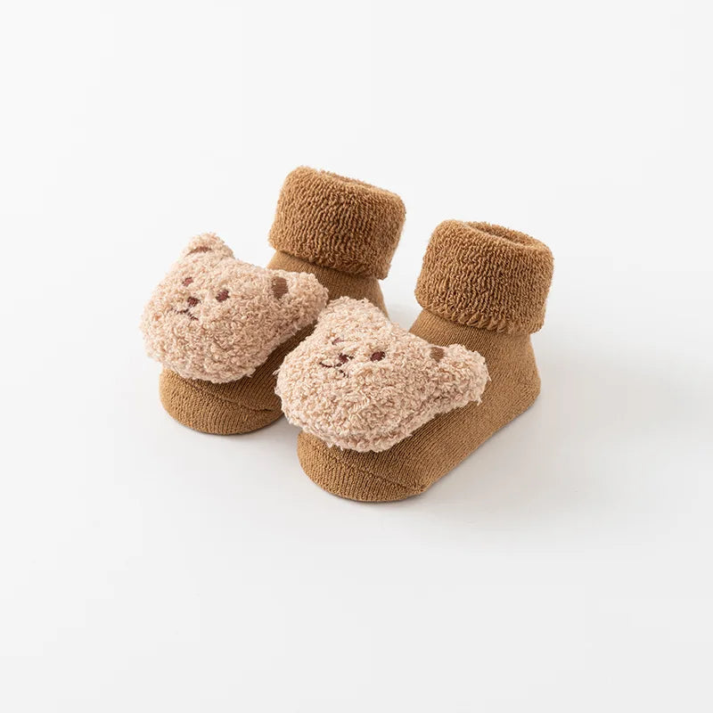 Cute Cartoon Bear Baby Socks Anti‑Slip Winter Cotton