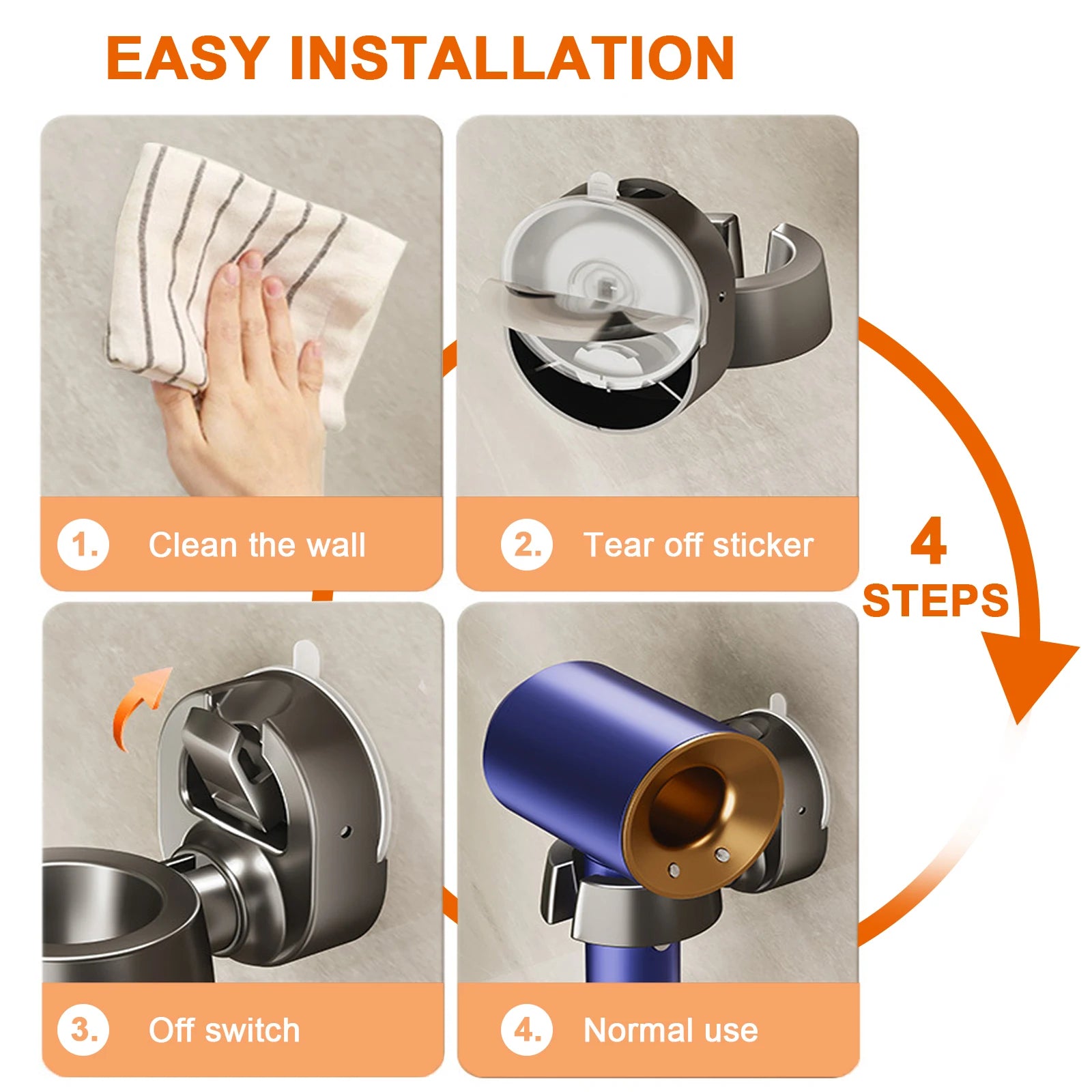 Suction Cup Hair Dryer Holder Wall Dryer Cradle Straightener Hairdryer Organizer Blower Holder Shelf Bathroom Accessories