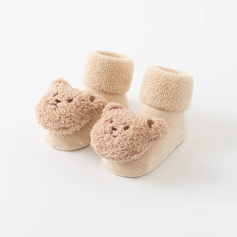 Cute Cartoon Bear Baby Socks Anti‑Slip Winter Cotton