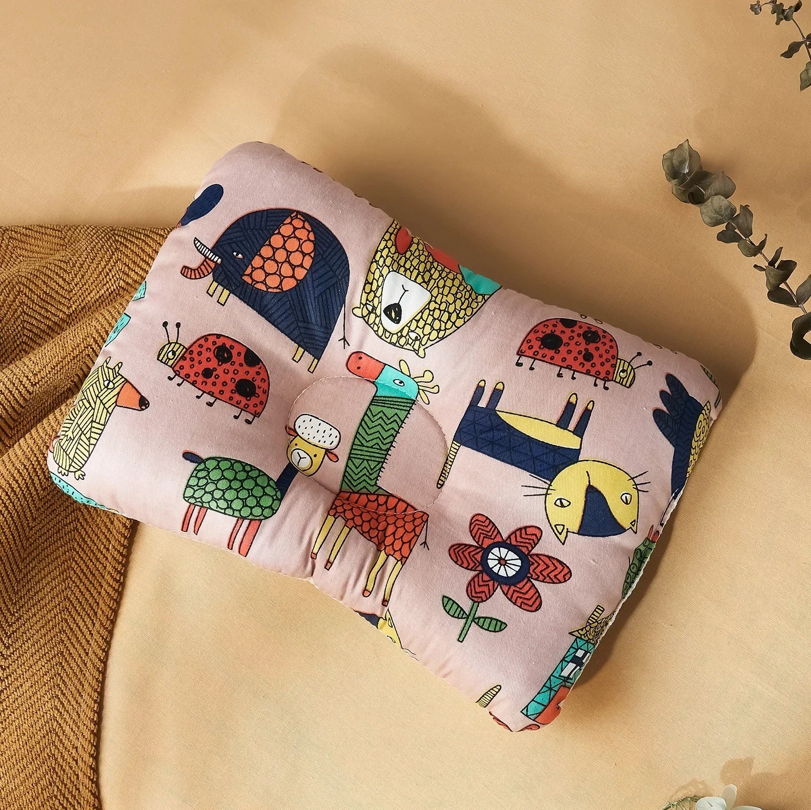 INSULAR Infant Head Pillows Baby Design Breathable Cotton Cushion Pillow