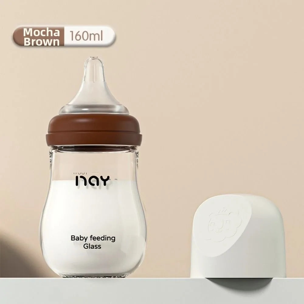 Glass Baby Bottle Anti-flatulence Anti Choking Newborn Feeding Bottle 80/160ML Food Grade Baby Drinking Cup Feeding Supplies