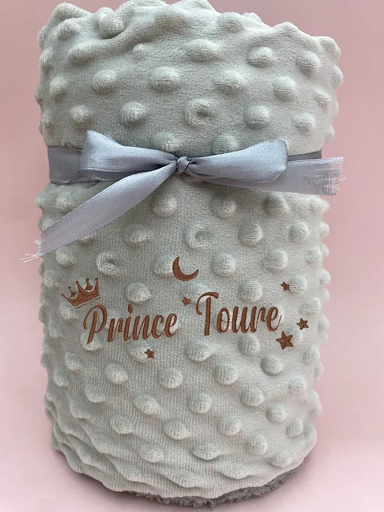Customized Name Pattern Doudou Blanket Baby Swaddle Stroller Bed Crib Sleeping Cover Newborn Gift Shower Present for Babies