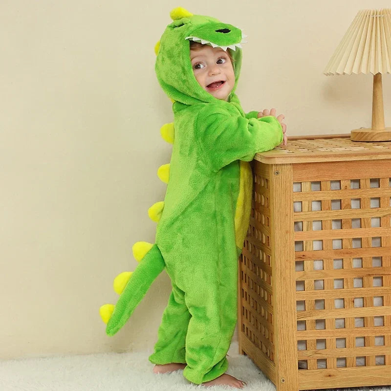 Kids Onesies Baby Rompers Winter Costume Flannel for Girl Boy Toddler Infant Clothes Animals Monkey Tiger Lion Unicorn Ropa Bebe