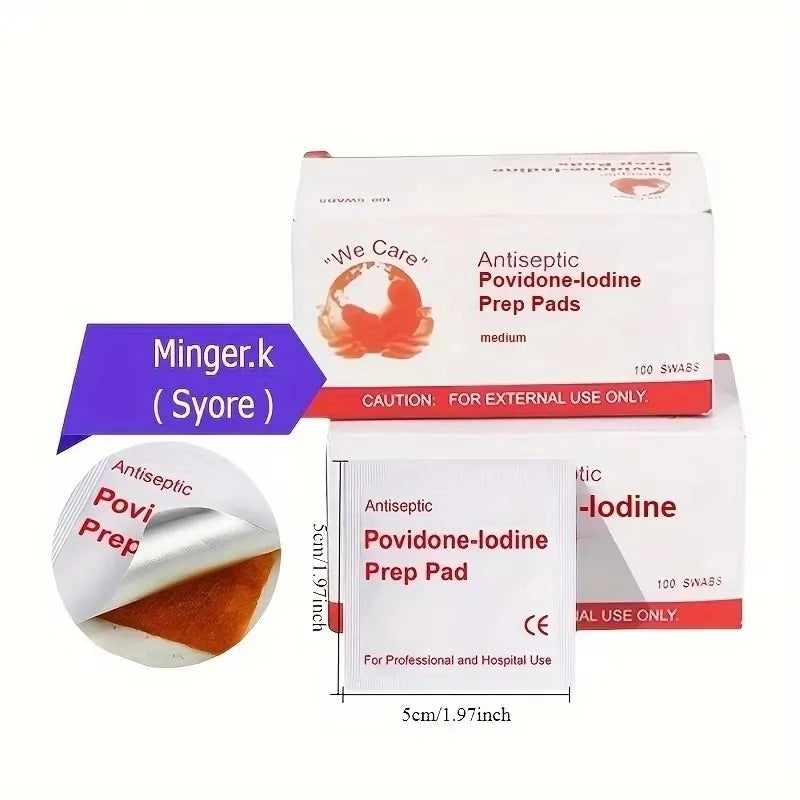 Iodine disinfectant wet wipes, first aid supplies or for cleaning and disinfecting wounds and abrasions when traveling