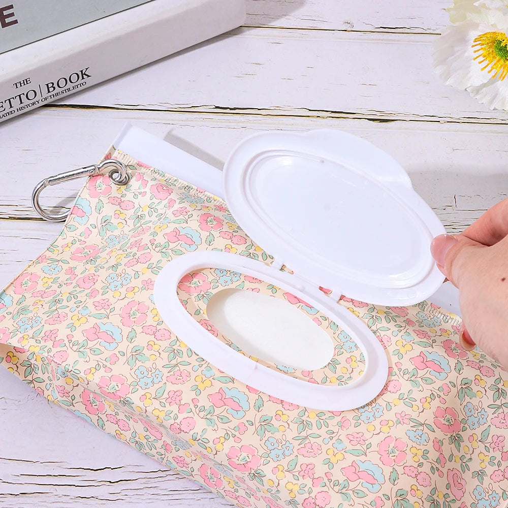 EVA Baby Wet Wipe Pouch Portable Buckle Wipes Holder Case Flip Cover Snap-Strap Reusable Refillable Wipe Bag Outdoor Tissue Box