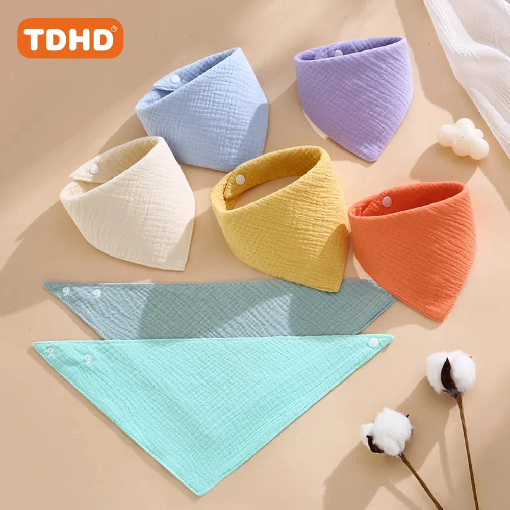 7pcs TDHD Baby Bibs Soft, Absorbent Drool & Eating Bibs with Button Closure, Mixed Colors, Ideal for Infants & Toddlers, | Solid