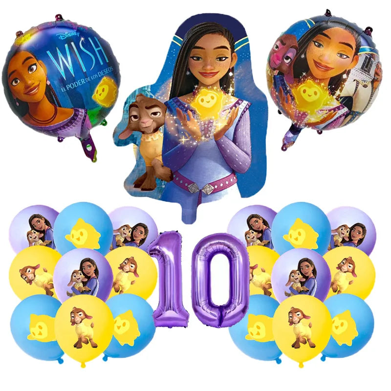 Cartoon Wish Birthday Party Decorations Asha Goat Balloons Disposable Tableware Plate Straw Napkin Princess Baby Shower Supplies
