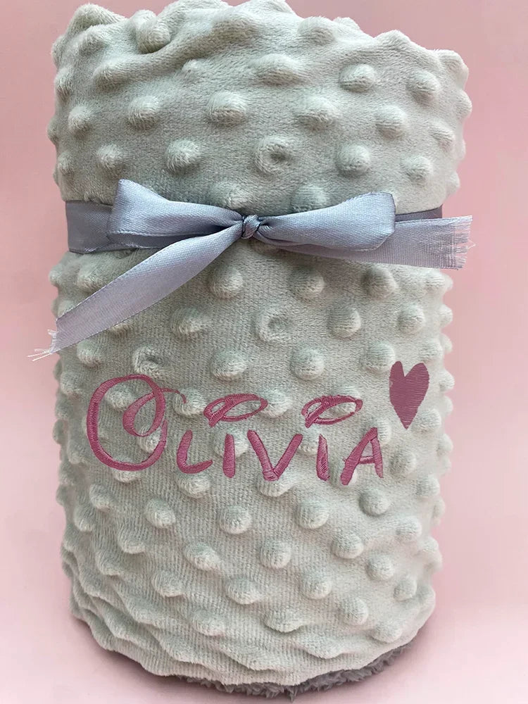 Customized Name Pattern Doudou Blanket Baby Swaddle Stroller Bed Crib Sleeping Cover Newborn Gift Shower Present for Babies
