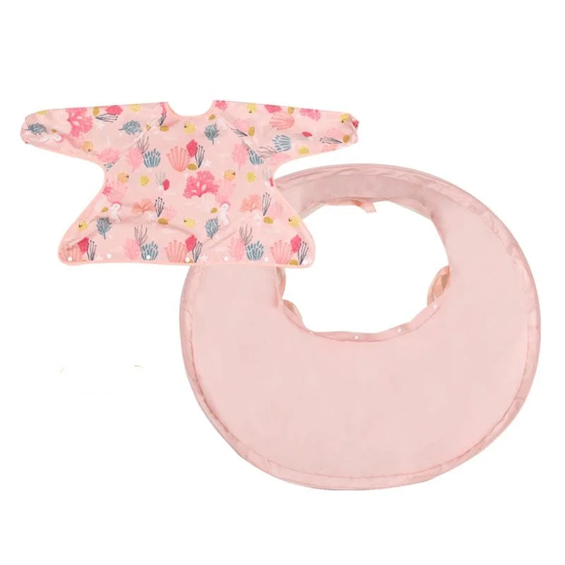Infant Feeding Table Cover For High Chair Toddler Bib Mess Proof Long Sleeve Smock Attaches to Feeding MatBaby Eating Table Mat