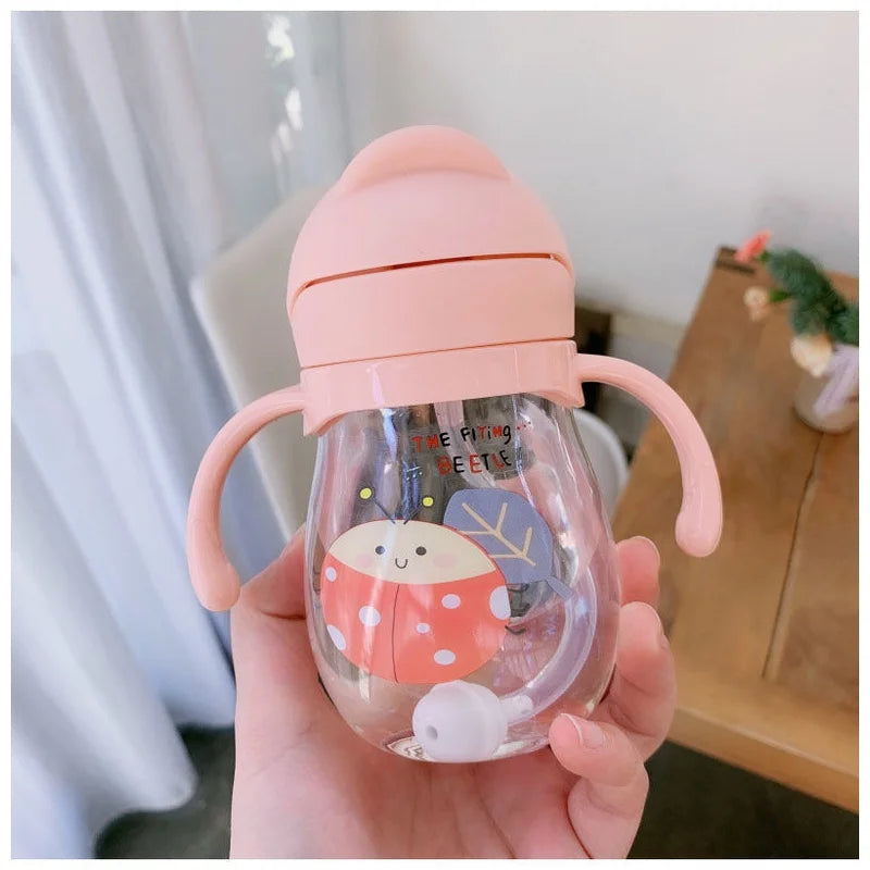 350/250ml Baby water straw cute anti-choking kindergarten children gravity ball water cup duck sippy cup baby drinking bottle