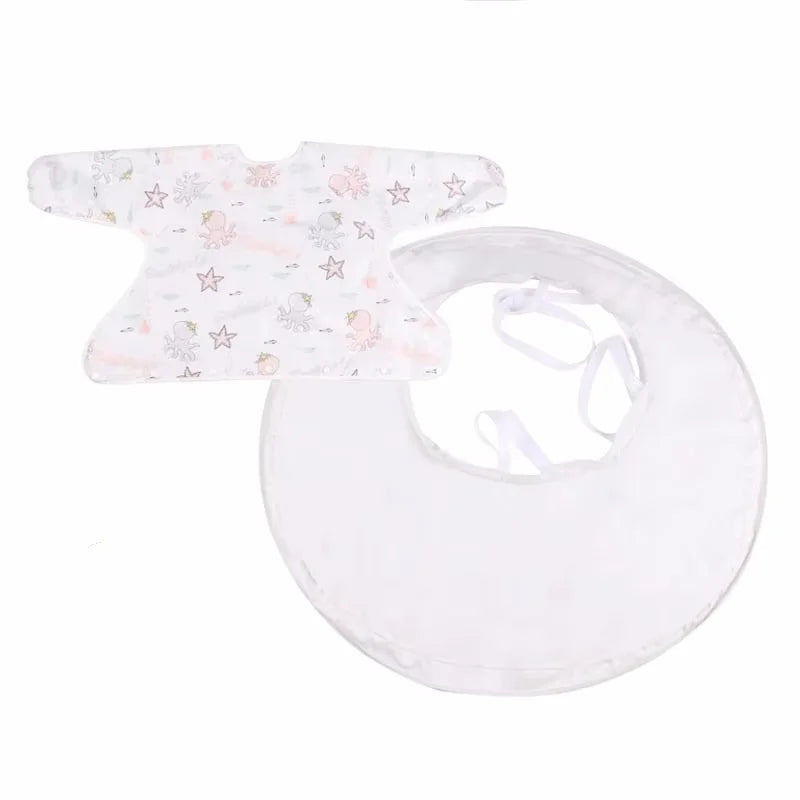 Infant Feeding Table Cover For High Chair Toddler Bib Mess Proof Long Sleeve Smock Attaches to Feeding MatBaby Eating Table Mat
