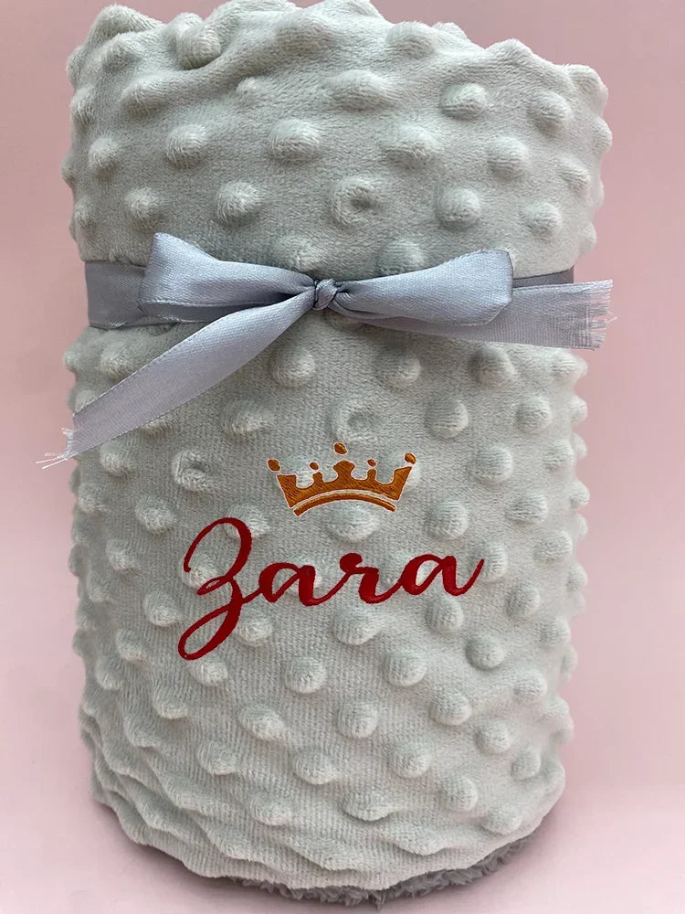 Customized Name Pattern Doudou Blanket Baby Swaddle Stroller Bed Crib Sleeping Cover Newborn Gift Shower Present for Babies