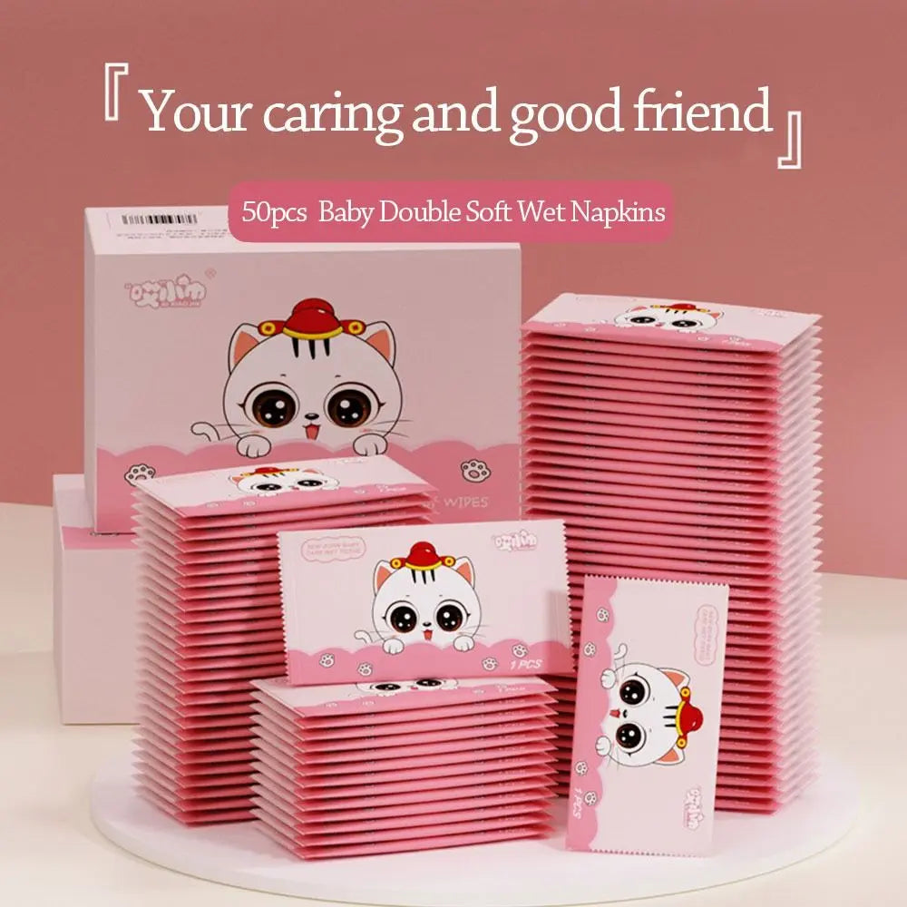 50pcs Baby Wet Wipes Disposable Portable Toilet Wet Wipes Swabs Pads Hand Cleaning Disinfection Safe Outdoor Practicality