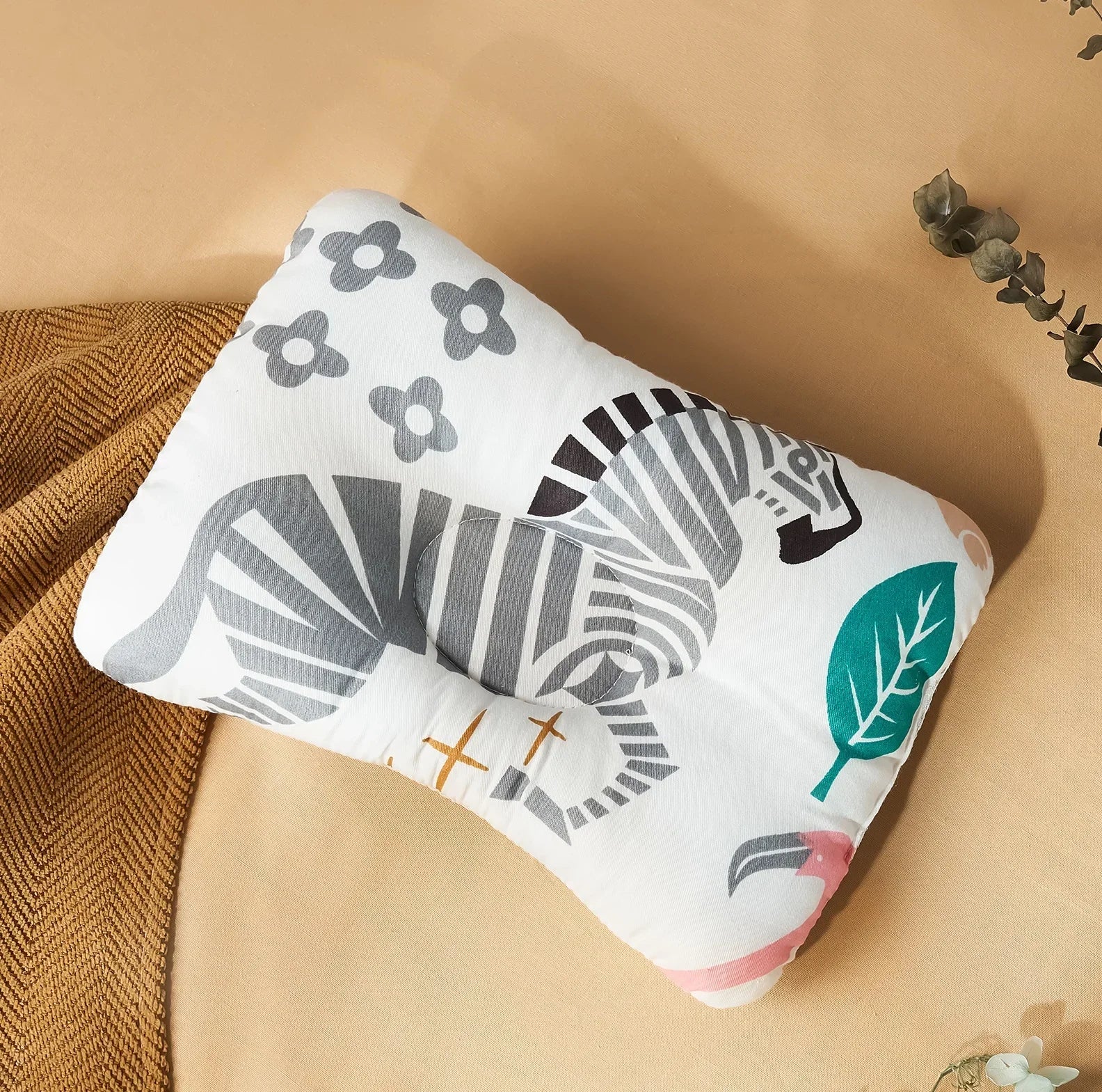 INSULAR Infant Head Pillows Baby Design Breathable Cotton Cushion Pillow