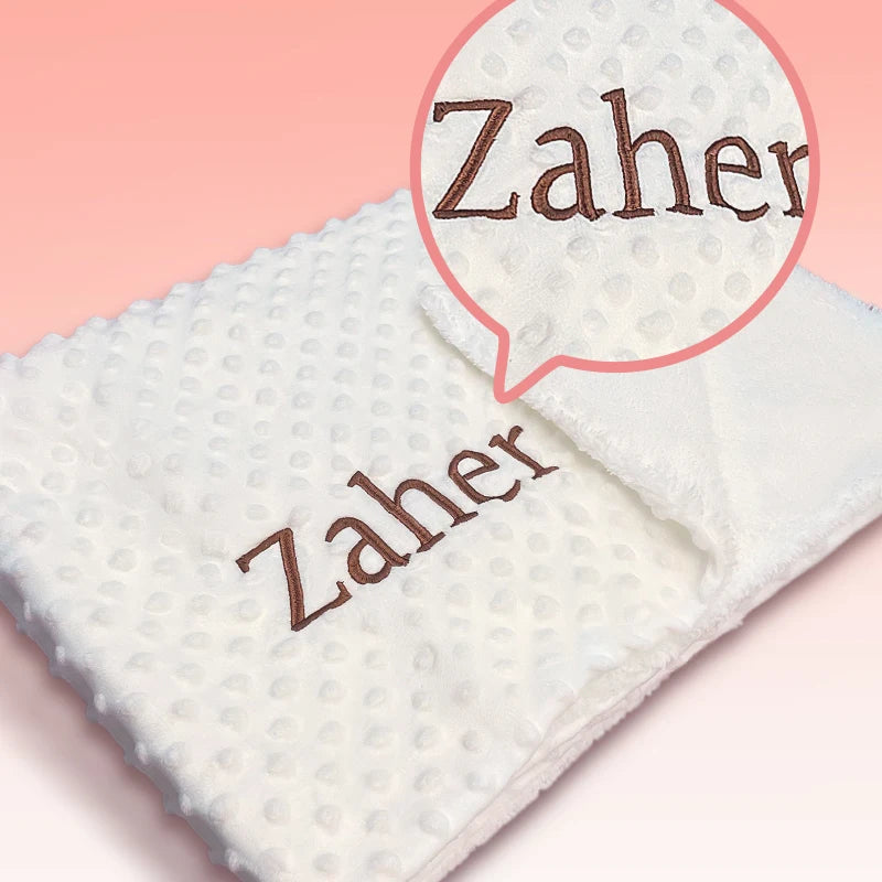 Customized Name Pattern Doudou Blanket Baby Swaddle Stroller Bed Crib Sleeping Cover Newborn Gift Shower Present for Babies