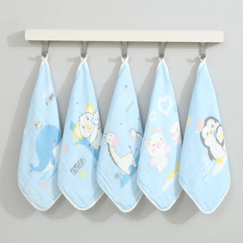 Happyflute 100% Cotton Square Face Towel 5piece/set Muslin Baby Stuff for Newborns Gauze Baby Wipes Wash Cloths