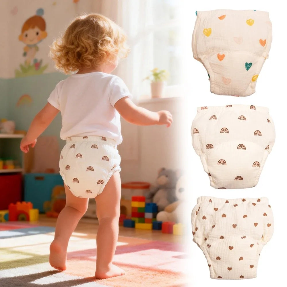 Cotton Gauze Baby Training Pants Breathable Waterproof Baby Washable Diaper Leakproof Washable Diaper Pants Toddler Use