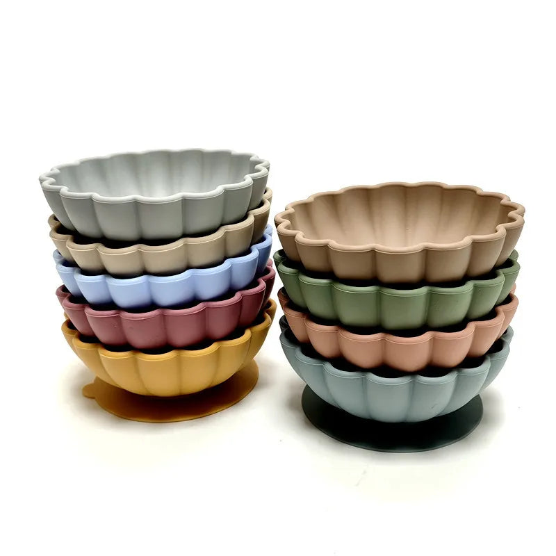 Silicone dinner plate children eating tableware convenient adsorption fruit plate silicone supplement bowl