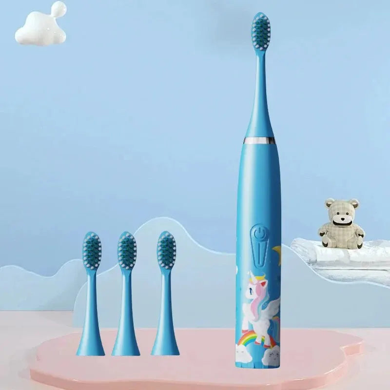 C6-Children's Electric Toothbrush Colorful Cartoon Animal Series Children's Soft-Bristled Cleaning Brush (Battery Not Included)